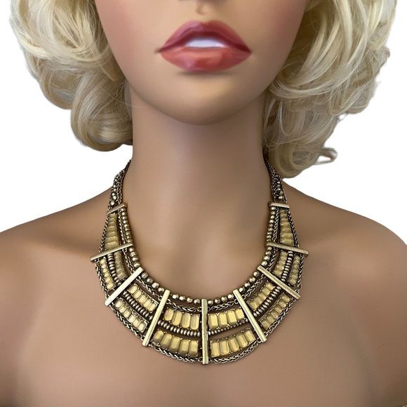 Lucky Brand Jewelry - Lucky Brand Gold Statement Necklace Yellow Stone Cleopatra Goddess